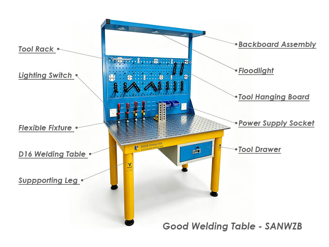 Welding table hole grid diagram, D16 series